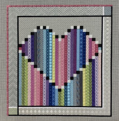 click here to view larger image of Heart - Large Striped Heart  (hand painted canvases)