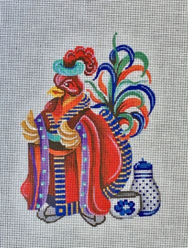 click here to view larger image of Rooster - Chinese Emperor in Red (hand painted canvases)