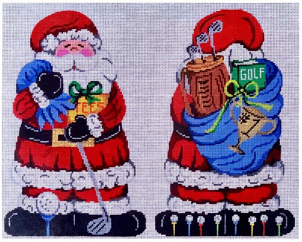 click here to view larger image of Golfing Santa - 2 Sided (hand painted canvases)