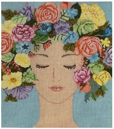 click here to view larger image of Floral Face (hand painted canvases)