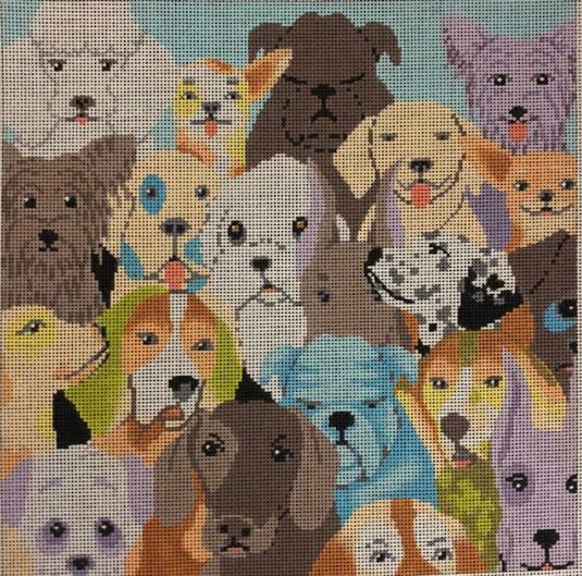 click here to view larger image of Many Dogs   (hand painted canvases)
