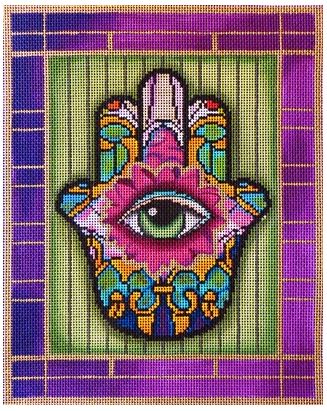 click here to view larger image of Purple/Magenta Hamsa (hand painted canvases)