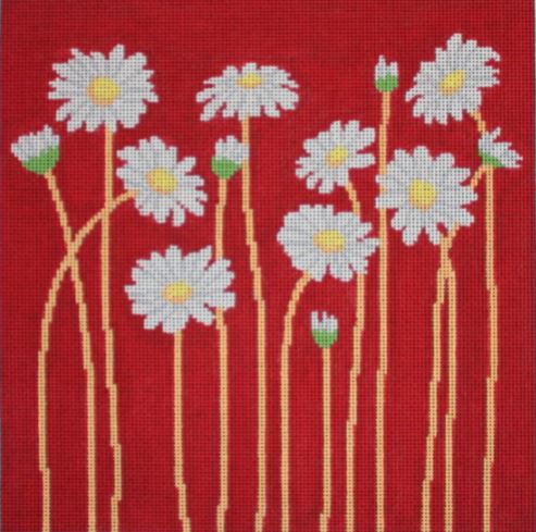click here to view larger image of Daisies on Red (hand painted canvases)