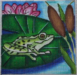 click here to view larger image of Frog on Lily Pad (hand painted canvases)