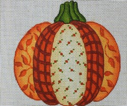 click here to view larger image of Orange Patchwork Pumpkin (hand painted canvases)