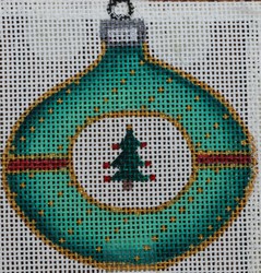 click here to view larger image of Green Ornament w/Tree (hand painted canvases)