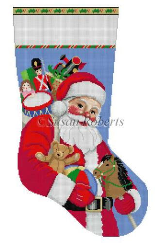 click here to view larger image of Santa Carrying Toys Stocking (hand painted canvases)
