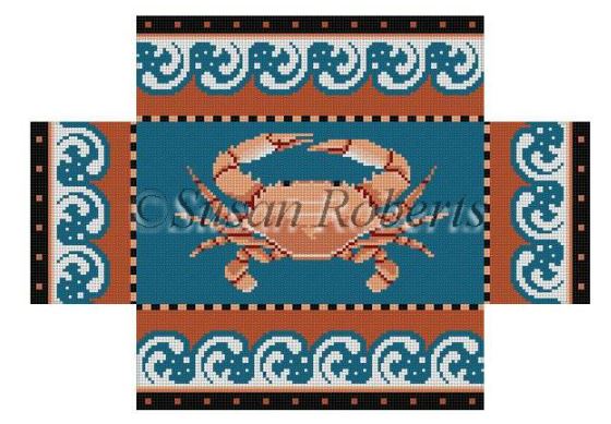 click here to view larger image of Crab w/Wave Border Brick Cover (hand painted canvases)