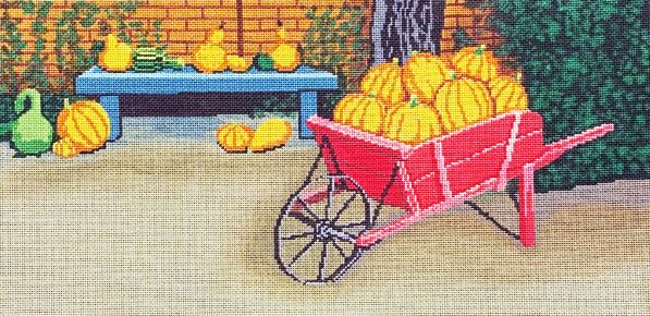 click here to view larger image of Pumpkin Cart (hand painted canvases)