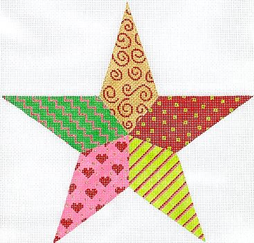 click here to view larger image of Patchwork Tree Topper Star (hand painted canvases 2)