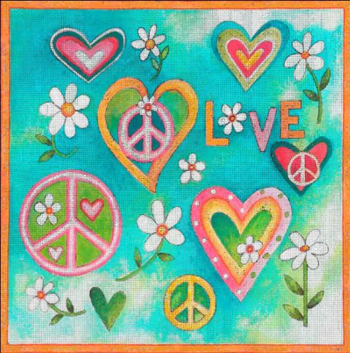click here to view larger image of Hippie Collection - Hearts (hand painted canvases)