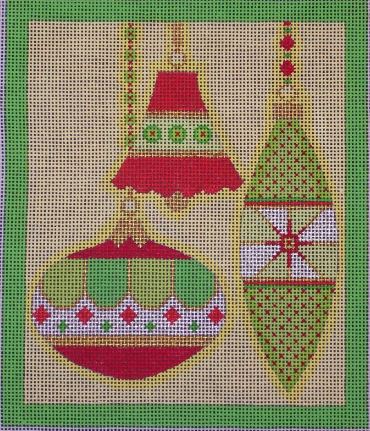 click here to view larger image of Merry and Bright - 3 Ornaments Bell (hand painted canvases)