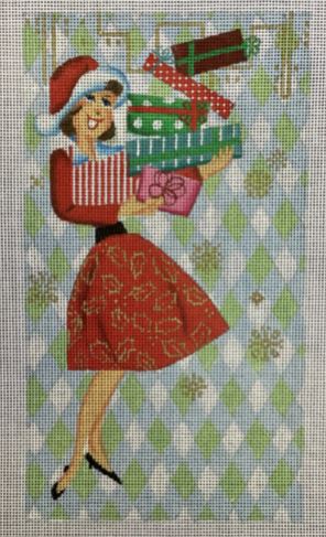 click here to view larger image of Christmas Shopping Girl (hand painted canvases)