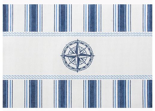click here to view larger image of Nautical Pillow - Navy Compass (hand painted canvases)