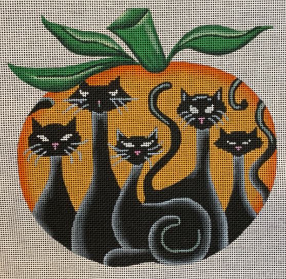 click here to view larger image of Pumpkin w/Black Cats (hand painted canvases)