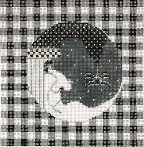 click here to view larger image of Black Gingham Moon Witch (hand painted canvases)