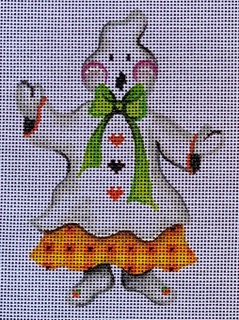 click here to view larger image of Ghost w/Orange Check Skirt and Green Bow (hand painted canvases)