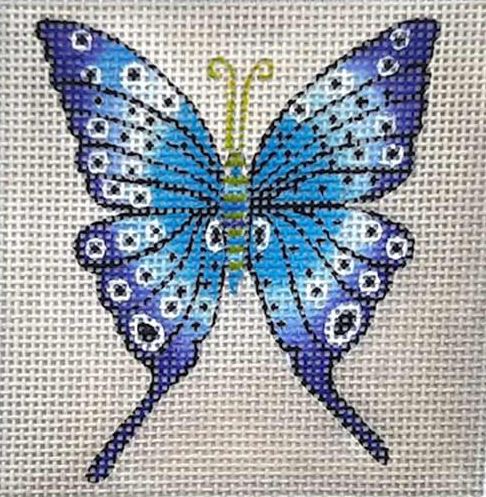 click here to view larger image of Blue Butterfly Square (hand painted canvases)