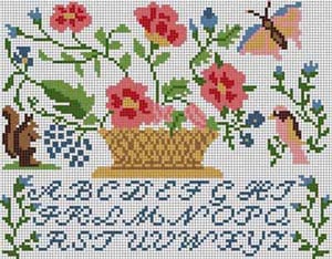 click here to view larger image of Floral Basket Sampler (hand painted canvases)