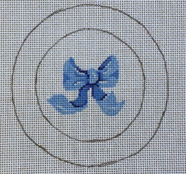 click here to view larger image of Button Cover - Blue Bow (hand painted canvases)