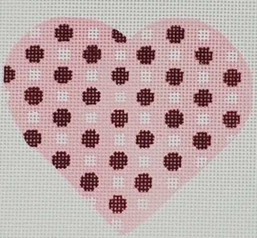click here to view larger image of Heart - Red/White Dots (hand painted canvases)