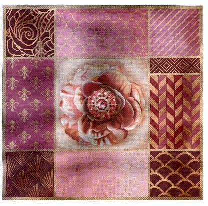 click here to view larger image of Mauve Rose and Gold Collage (hand painted canvases)