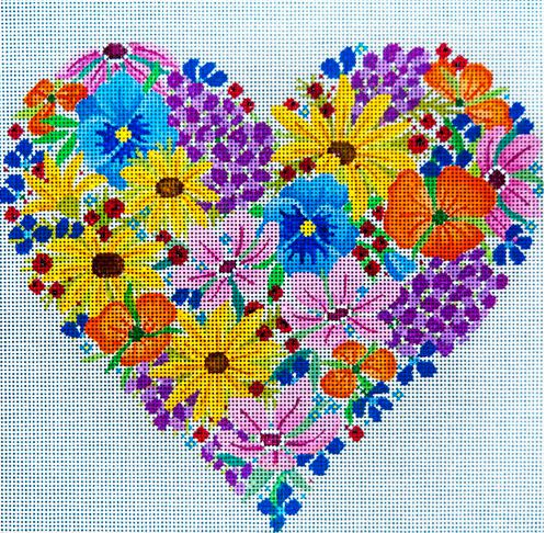 click here to view larger image of Heart of Flowers (hand painted canvases)