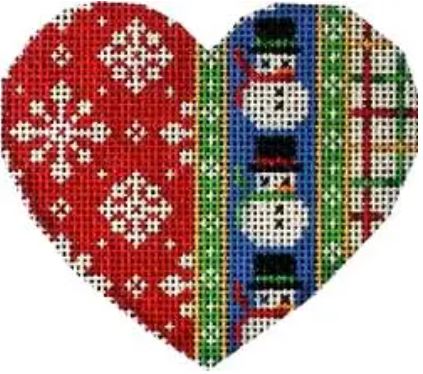 click here to view larger image of Flakes/Snowmen/Tattersall Heart (hand painted canvases)