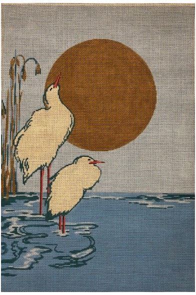 click here to view larger image of Herons and Gold Sun (hand painted canvases)