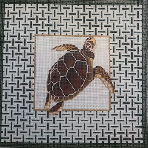 click here to view larger image of Sea Turtle w/Border (hand painted canvases)