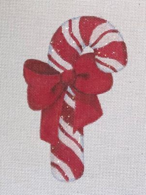 click here to view larger image of Red Candy Cane Ornament (hand painted canvases)