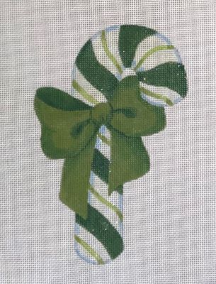 click here to view larger image of Green Candy Cane Ornament (hand painted canvases)