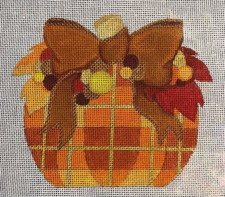 click here to view larger image of Plaid Pumpkin (hand painted canvases)