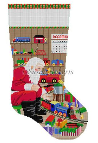 click here to view larger image of Santa/Trains Stocking (hand painted canvases)