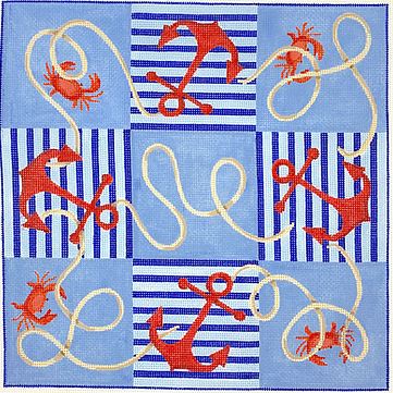 click here to view larger image of Tic Tac Toe Board/Pillow - Nautical (hand painted canvases 2)