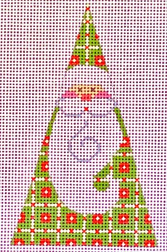 click here to view larger image of Green Squares Santa - Triangle    (hand painted canvases)