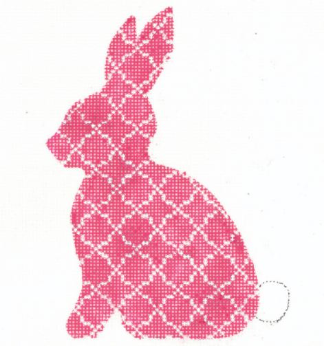 click here to view larger image of Fuchsia Quatrefoil Standing Hare   (hand painted canvases)