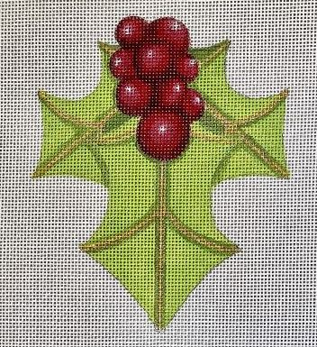 click here to view larger image of Green/Holly Berries (hand painted canvases)