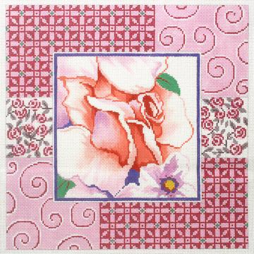click here to view larger image of Flower on Pink (hand painted canvases)