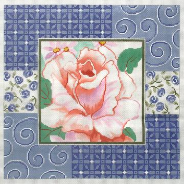 click here to view larger image of Flower on Blue (hand painted canvases)