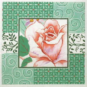 click here to view larger image of Flower on Green (hand painted canvases)