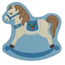 click here to view larger image of Holly Rocking Horse - Blue (printed canvas)