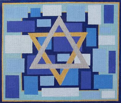 click here to view larger image of Star of David Tallis Bag - Blue (hand painted canvases)