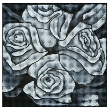 click here to view larger image of White Roses on Black (hand painted canvases)
