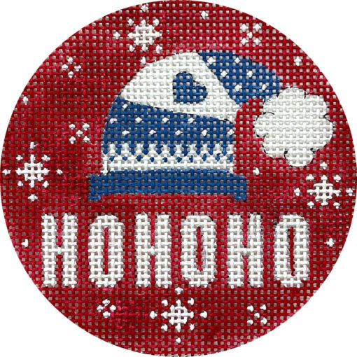 click here to view larger image of Red Winter Hat - Ho Ho Ho (hand painted canvases)