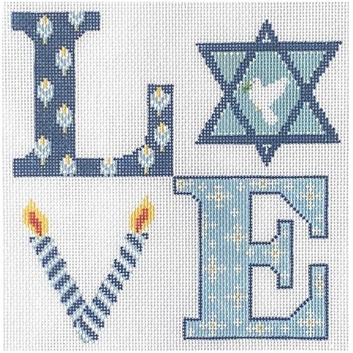 click here to view larger image of Love - Hanukkah (hand painted canvases)