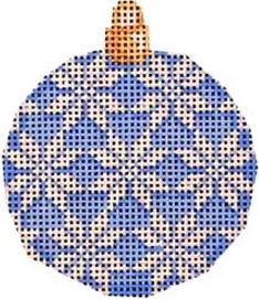 click here to view larger image of Snowflakes on Blue - Mini Ball Ornament (hand painted canvases)