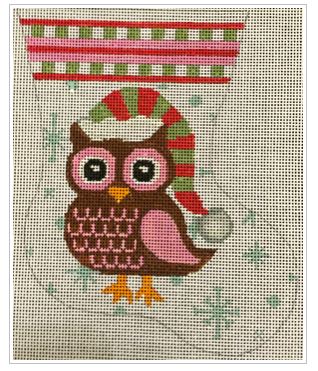 click here to view larger image of Pink Owl Mini Sock (hand painted canvases)