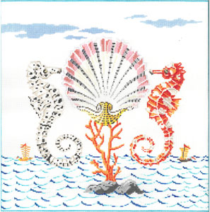 click here to view larger image of Seahorses  (hand painted canvases)