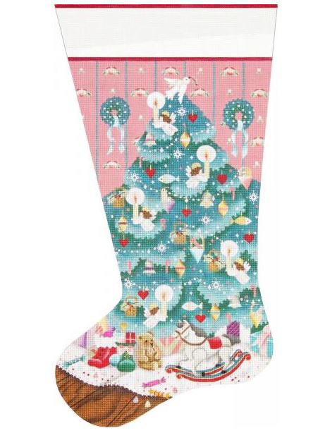 click here to view larger image of Rocking Horse Tree Stocking (hand painted canvases)